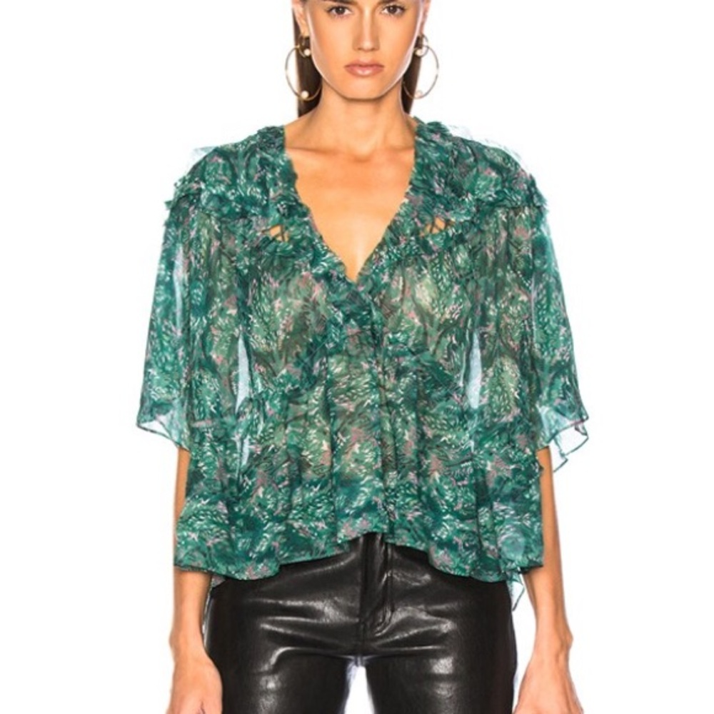 Iro green floral blouse